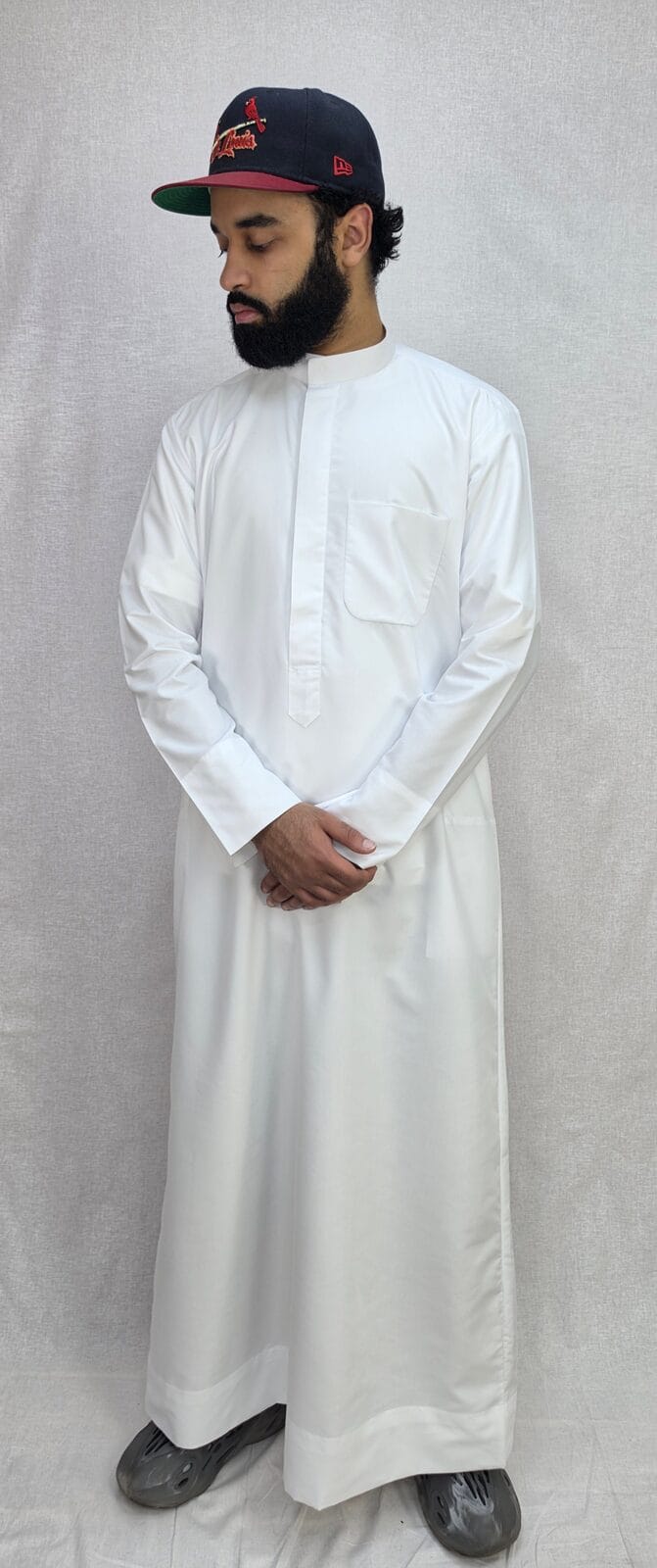 Brilliant White Thobe — close-up of sleeve and cuff — Thobe Studio