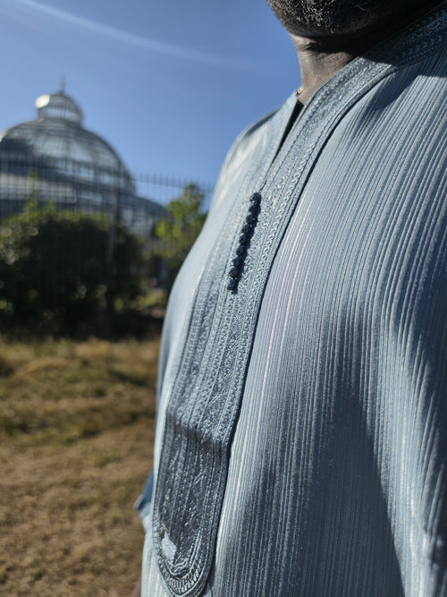 Close-up of the Clear Skies Gandoura fabric texture