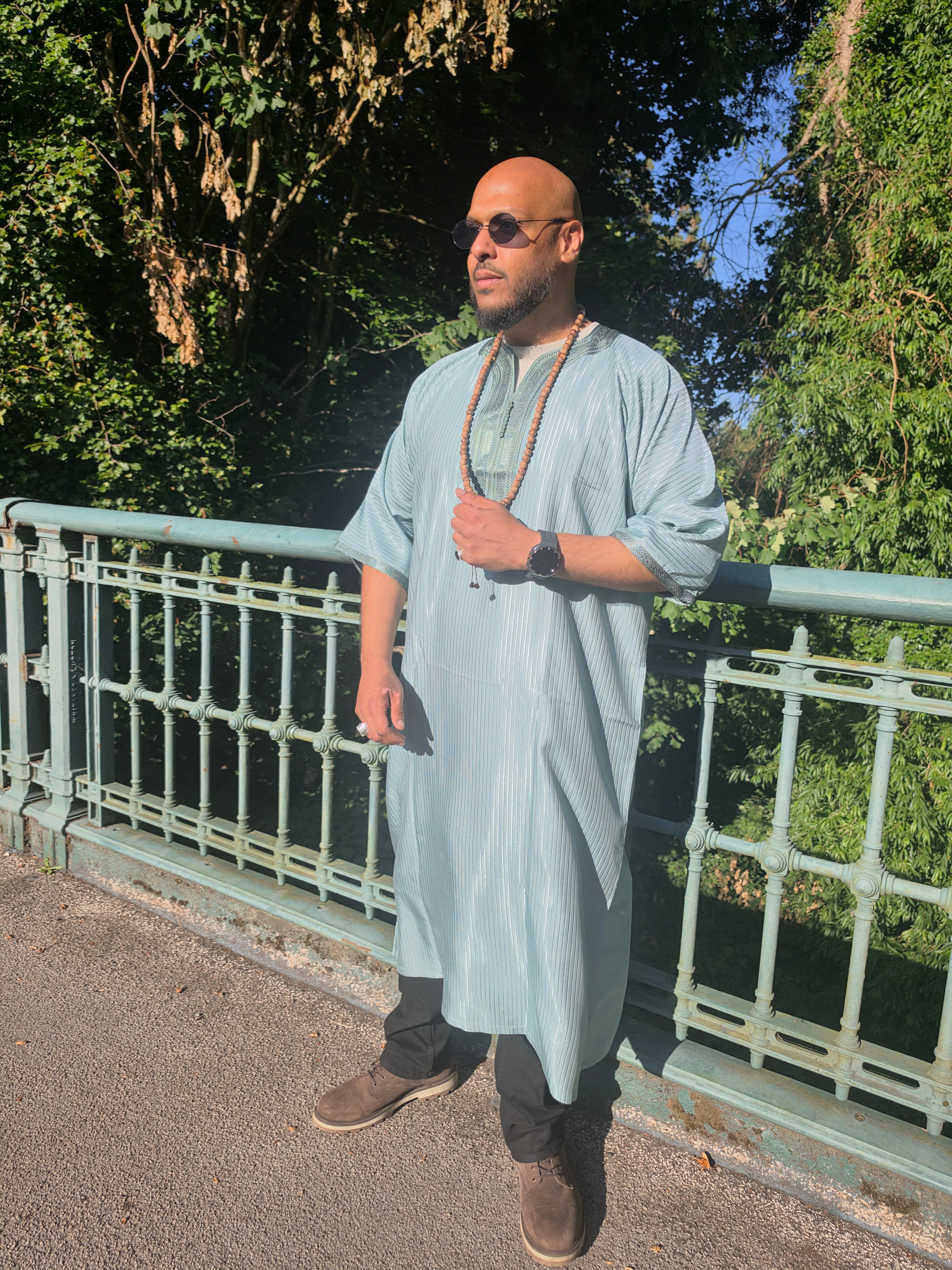 Full front view of the eucalyptus Gandoura, made in Morocco