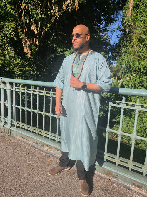 Full front view of the eucalyptus Gandoura, made in Morocco